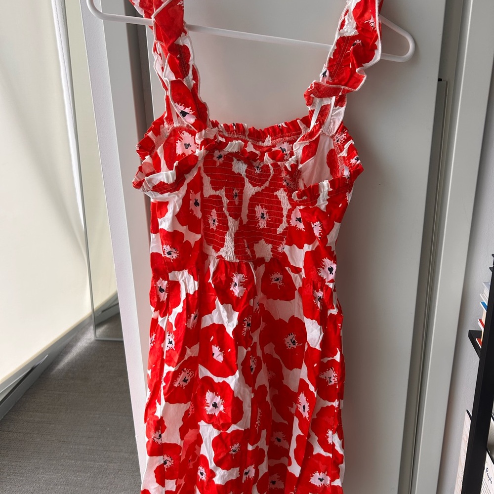 Floral Red and White Mini Dress - Picture 3 of 4